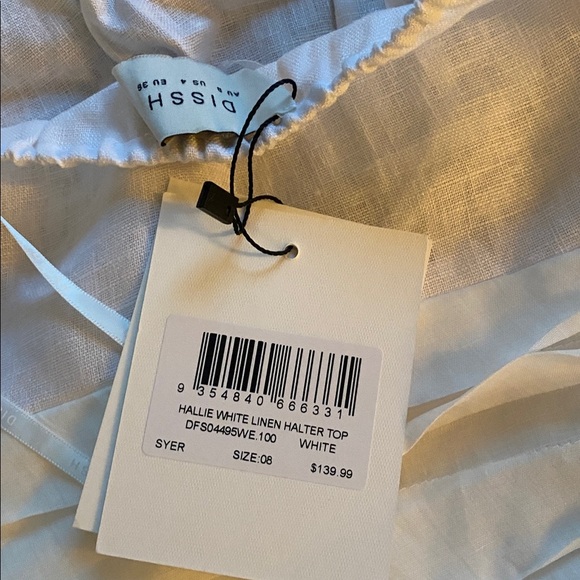 Dissh Hallie White Linen Halter Top Size 4 Small NWT - Picture 7 of 12
